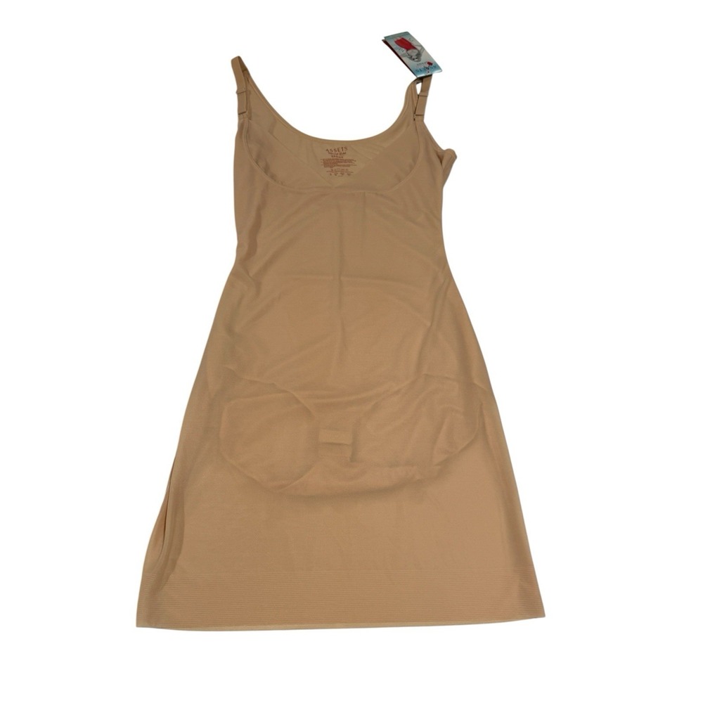 ASSETS SPANX Featherweight Firmers Open Bust Body Slip Dress Nude Womens Sz L